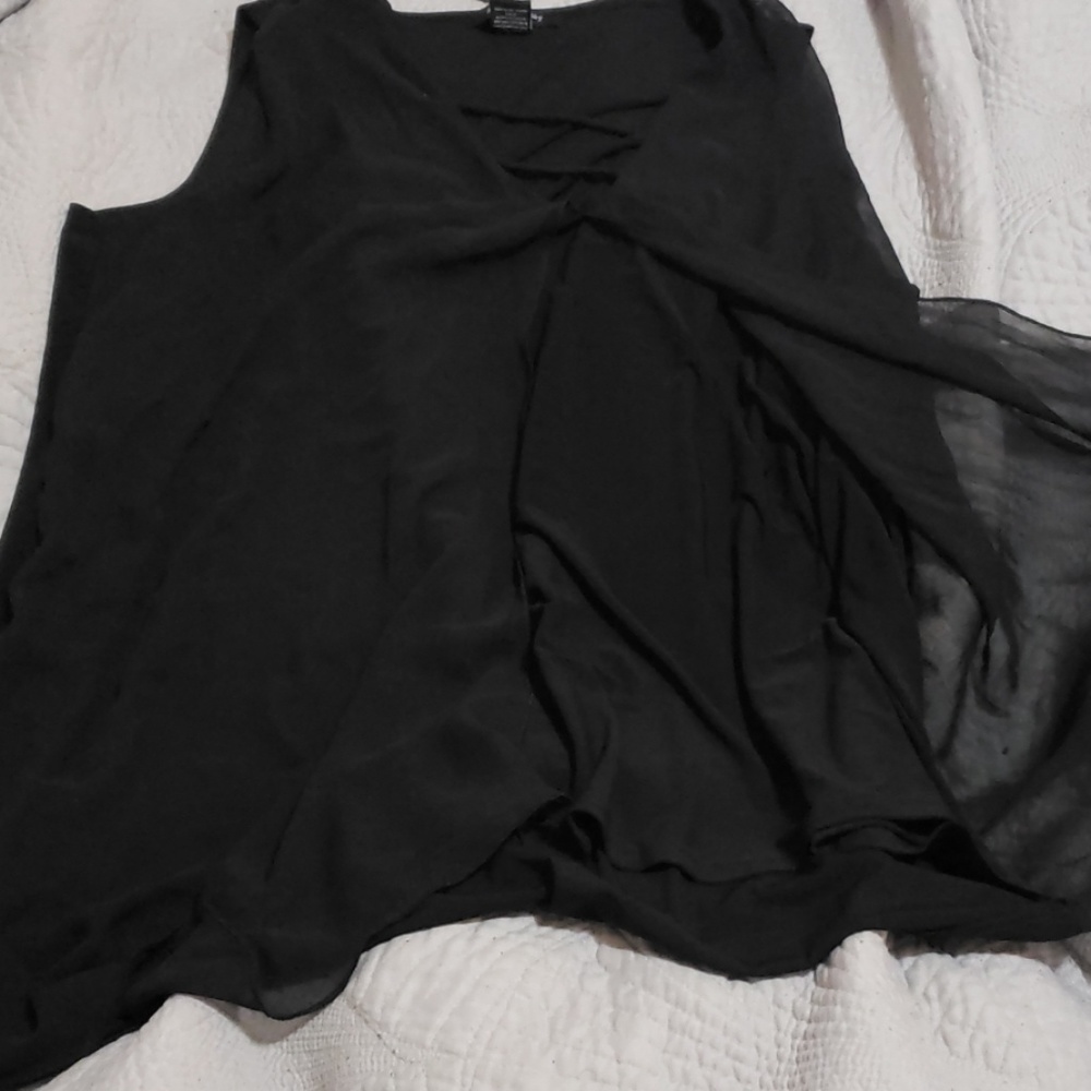 Black tank with chiffon overlay
